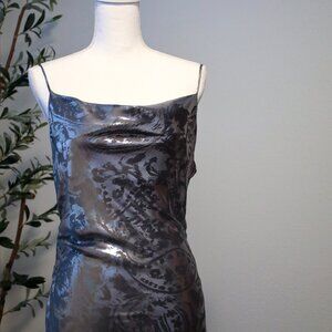 Zara Metallic Midi Silk Dress